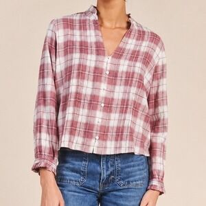 Trovata Birds of Paradise Finley Pintuck Blouse Pink Plaid